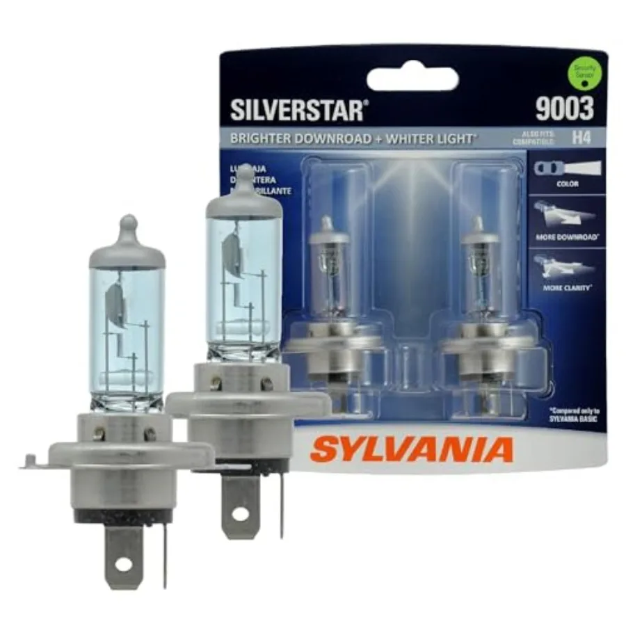 

- 9003 SilverStar - High Performance Halogen Headlight Bulb High Beam Low Beam and Fog Replacement Bulb Brighter Downroad with