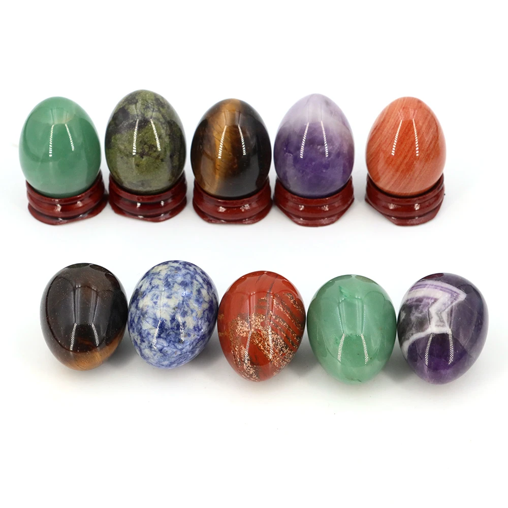 30x40mm Natural Yoni Egg Shaped Crystal Round Minerals Stone Polished Rose Quartz Amethyst Sphere Home Decor Crafts Easter Gifts