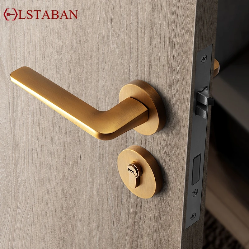 Nordic Silent Door Lock Bedroom Door Handle With Lock Minimalist Interior Door Handle Lock Cylinder Security Mute Door Lock