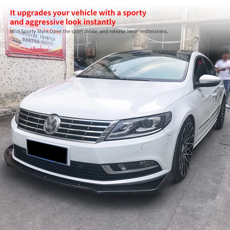 

Car Front Bumper Splitter Lip Body Kit Spoiler Diffuser Guard Protecor Cover Trim Accessories ABS For VW Passat CC 2013-2018