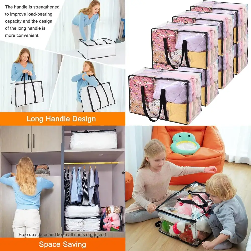 

Набор из 7 вместительных сумок на молнии объемом 110 л для хранения одежды, одеял и игрушек