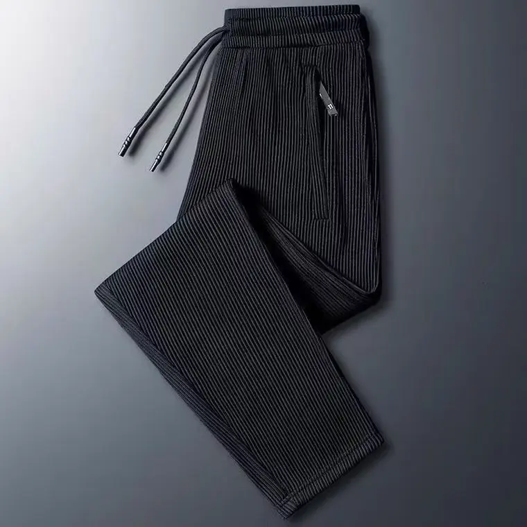 Ice Silk Men's Summer Qui Dry Loose Large Size Casual Nine-Piece Pants Thin Air Conditioning Trousers Straight Leg Long Pants