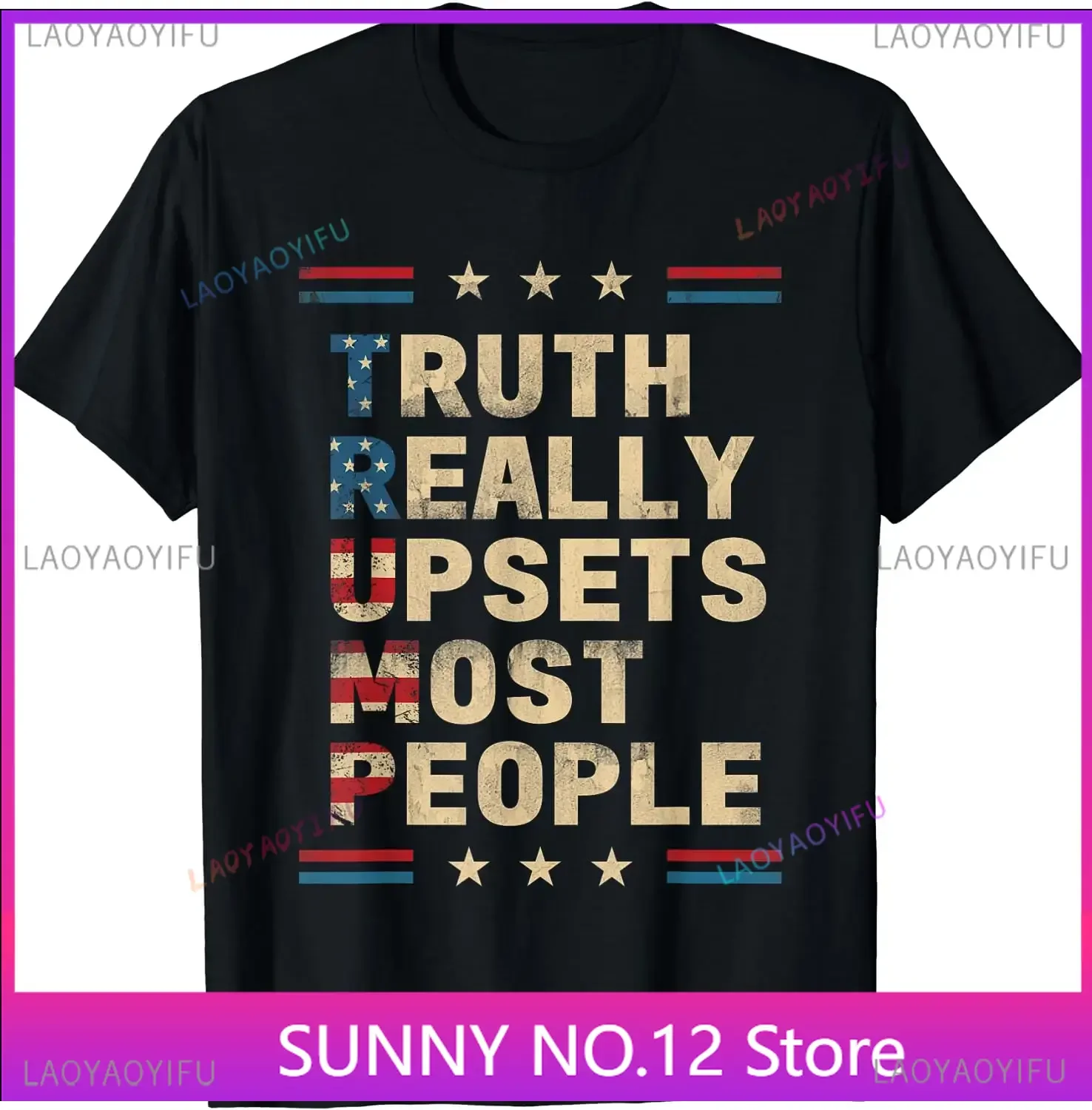 

2024 Donald Trump President America Casual USA Leisure O-neck Style Top Print Loose Camisetas Hip Hop Street Tshirts Customized