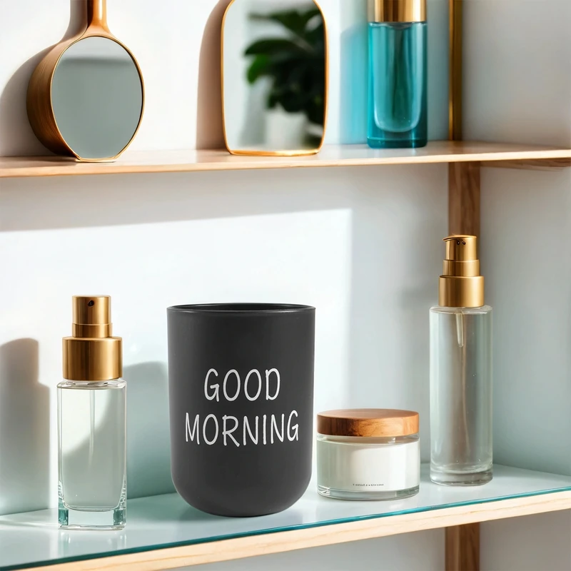 ●Home Bathroom Toothbrush Toothpaste Holder Round Washing Tooth Cup Pp Drinking Glass Tooth Mug Traveling Camping Black-ABFB