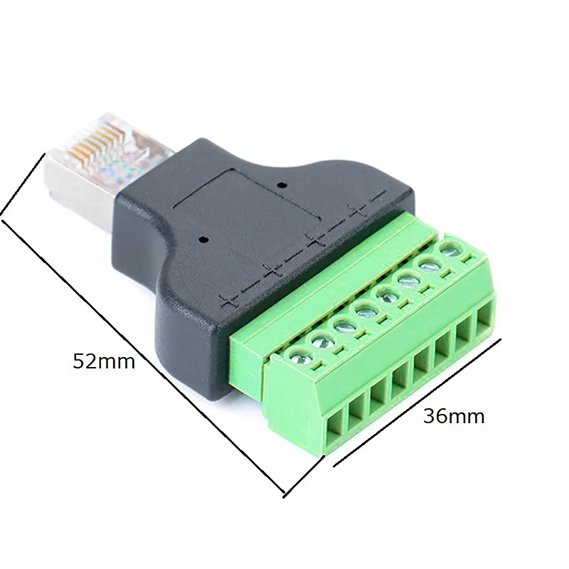 Computerbezogene Verbindung und Steckverbinder, RJ45-Buchse auf Schraubklemmen, 8-poliger Stecker, Ethernet-Kabel-Extender-Adapter