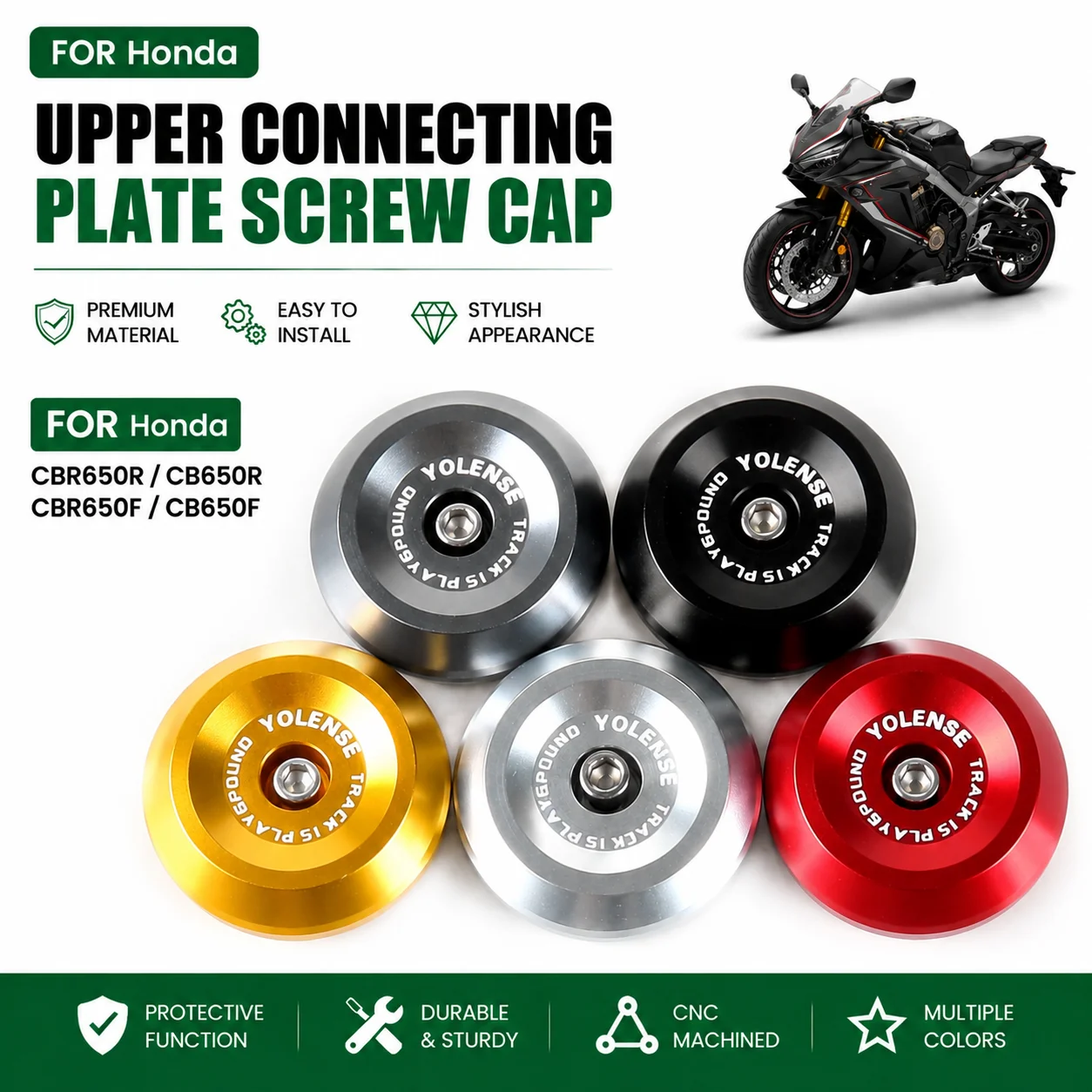 Motorcycle Front Fork Connecting Plate Cover Upper Connecting Plate Screw Cap Accessories For Honda CBR650R CB650R CBR650F CB650