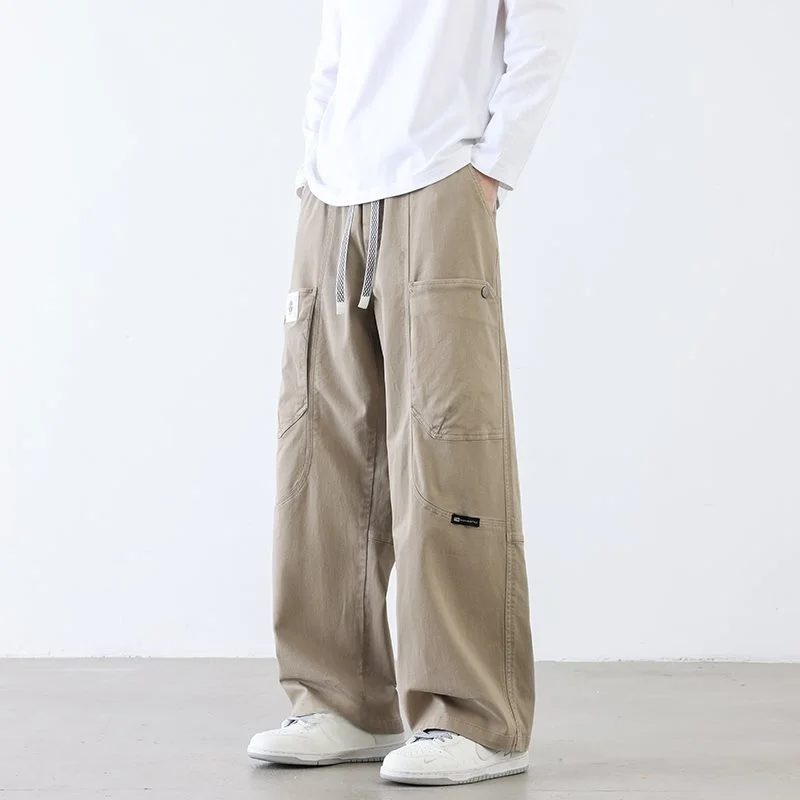 

American Sle Outdoor Loose Fit Men's Casual Pants plus Size Straight Leg High Waist Trendy Brand Slimming Effect Khaki