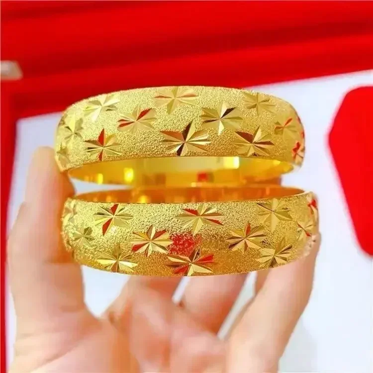 

High quality genuine gold AU999 wide face dragon and phoenix auspicious adjustable 24K gold ladies boutique bracelet jewelry pur