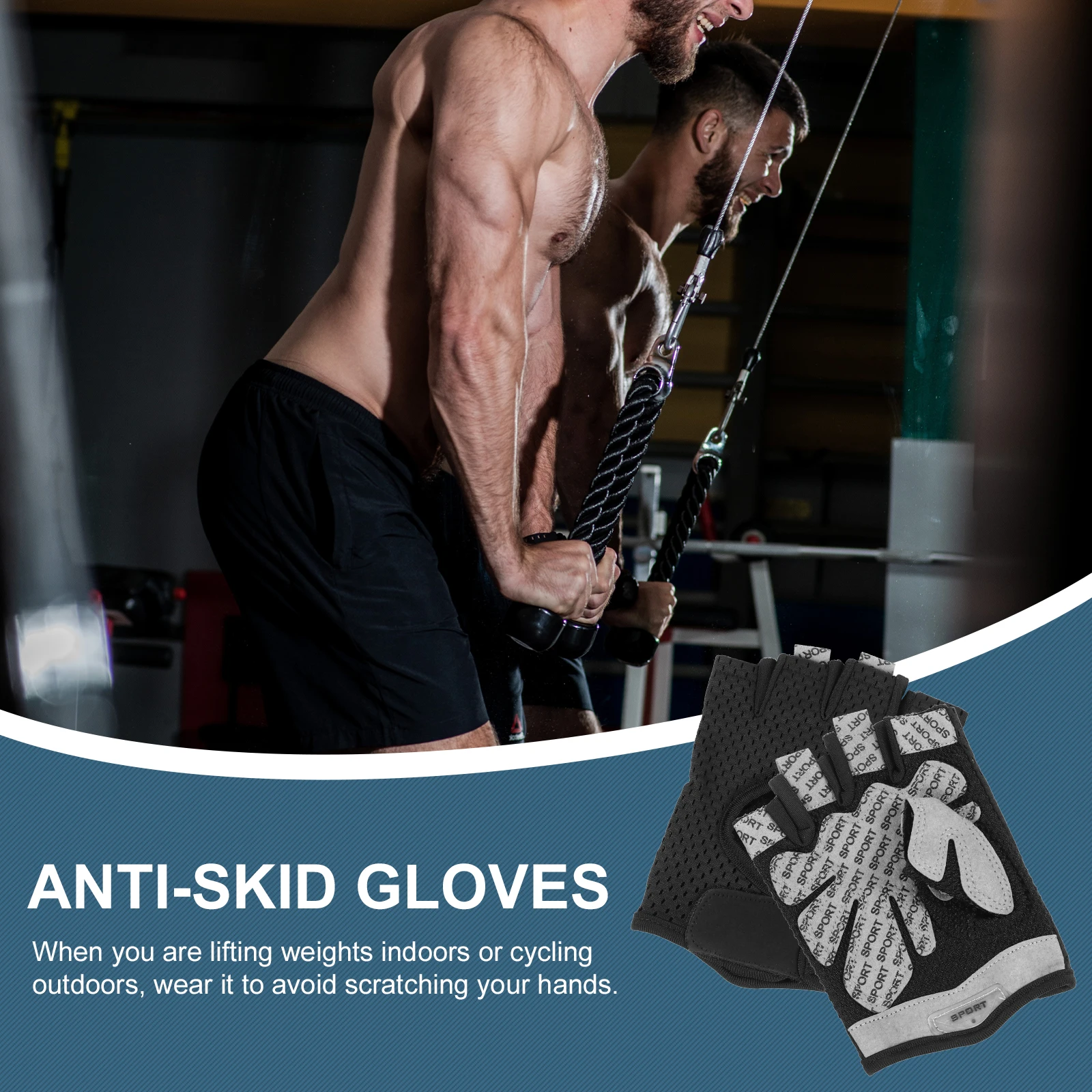 

Half Finger Gloves Anti Slip Cycling Sports for Men Women Black S Size Gym Lifting Exercise Breathable Palm Thickened Non Slip