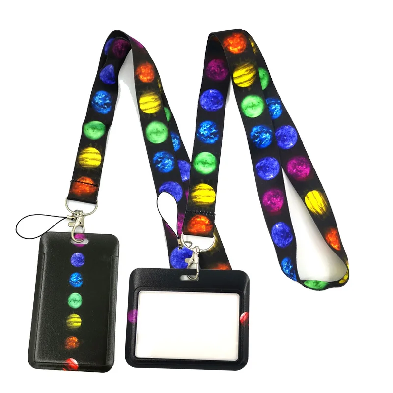Colorful Moon Space Neck Strap Lanyards ID badge card holder keychain Mobile Phone Strap Gift Ribbon webbing necklace Gifts