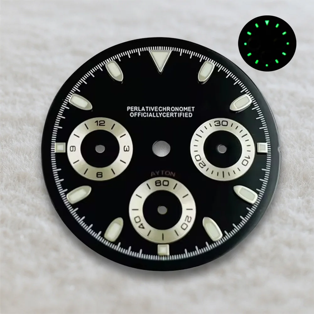 New 29.5mm Dial S Logo Dial DTN Panda Dial Suitable For VK63 Movement Green Luminous Watch Modification Accessories Tools - view 3