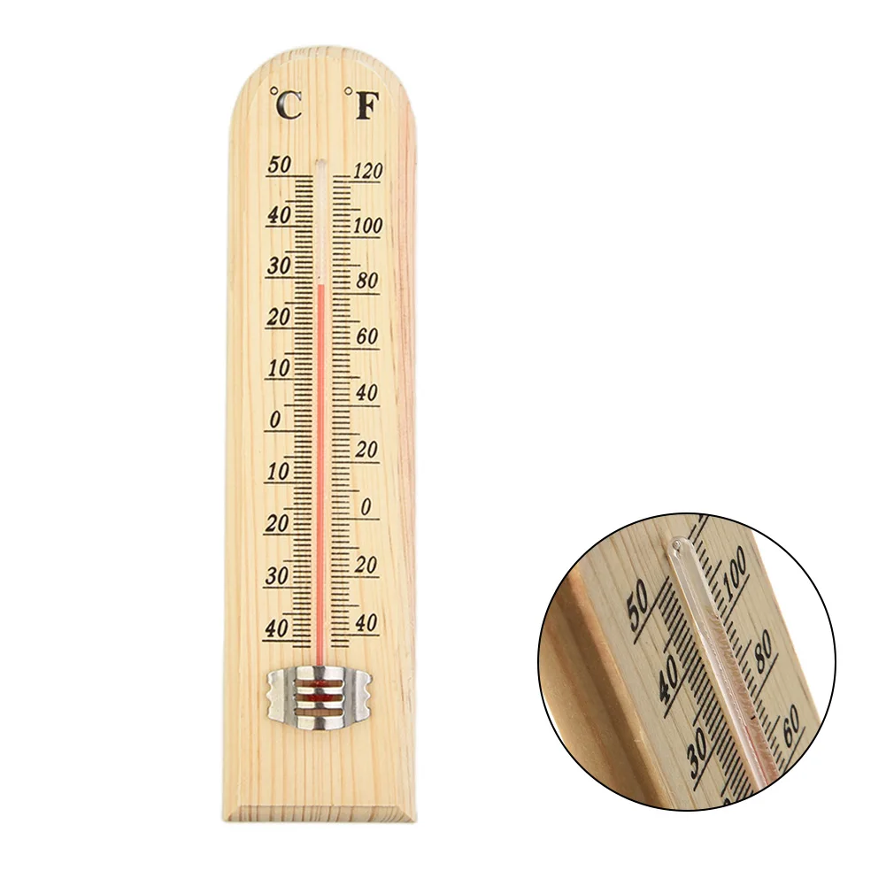 Termómetro para colgar en pared de madera -40 ℃ +50 ℃ /-40 ℉ +120 ℉   Termómetro para controlador de temperatura de cría de invernadero de jardín al aire libre
