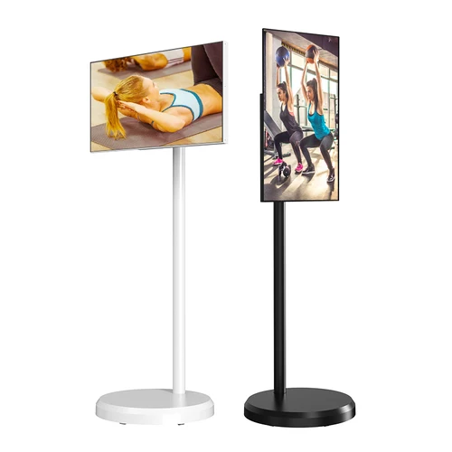 LED 백라이트 LCD 터치 스크린, 휴대용 플로어 스탠딩 수직 디스플레이, 32 인치 스탠바이 화이트 안드로이드 스마트 TV, 모바일 TV 