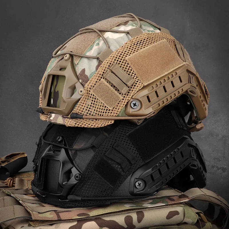 Tactical Helmet Cover Nylon Mesh - Anti-Scratch Wear-Resistant with Strong Velcro, Outdoor Shooting Airsoft Protective Gear