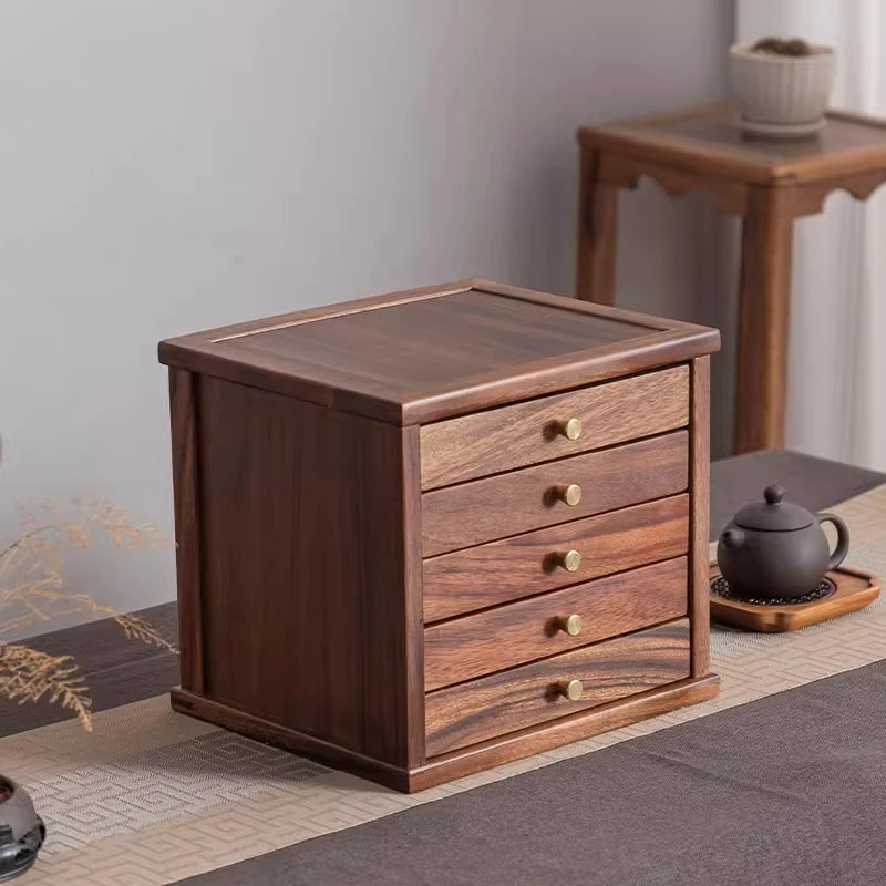 

Walnut Tea Cake Storage Box Multi-layer Pu-erh Tea Collector with Wood Display Container Home Kitchen Organizer for Tea Cakes