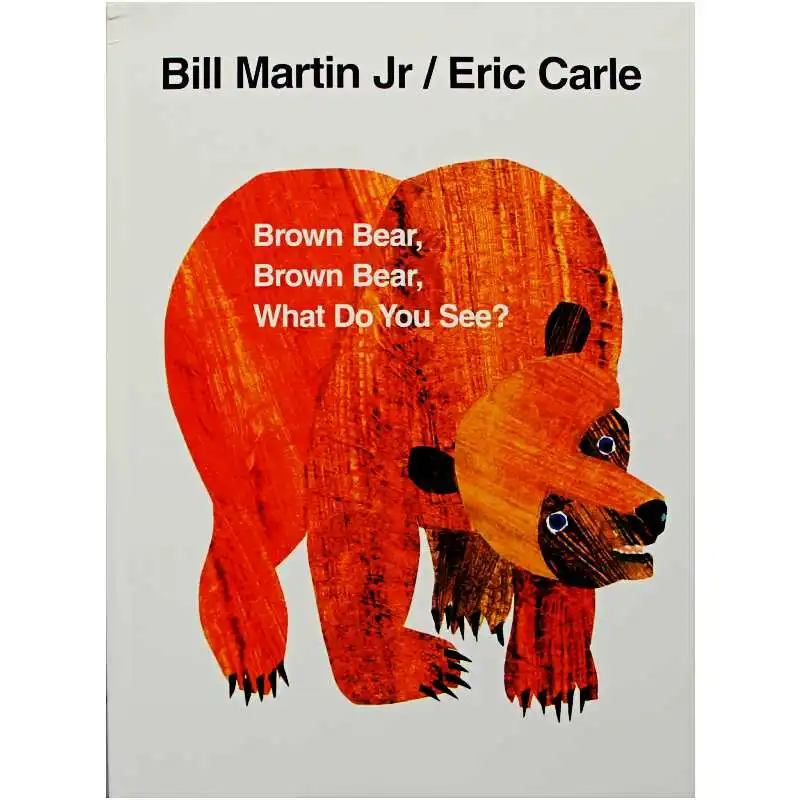 Libro de imágenes en inglés de Bear Brown What Do You See By Bill Martin Jr., libro de imágenes en inglés para niños, juegos de aprendizaje, regalos