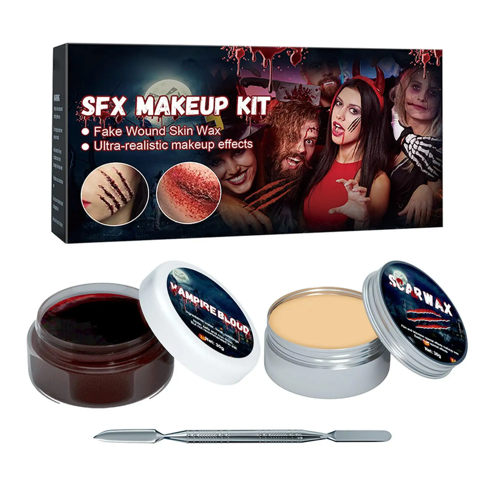 

Scars Wax Makeup Kit - Skin-Friendly Fake Blood for halloween , Parties & Performances - Convenient & Practical