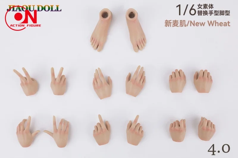 JIAOUDOLL JOQ-H04 1/6 مقياس أنثى الأيدي قدم 4.0 اكسسوارات نموذج صالح 12 ''أنثى الجندي عمل الشكل دمى الجسم #6