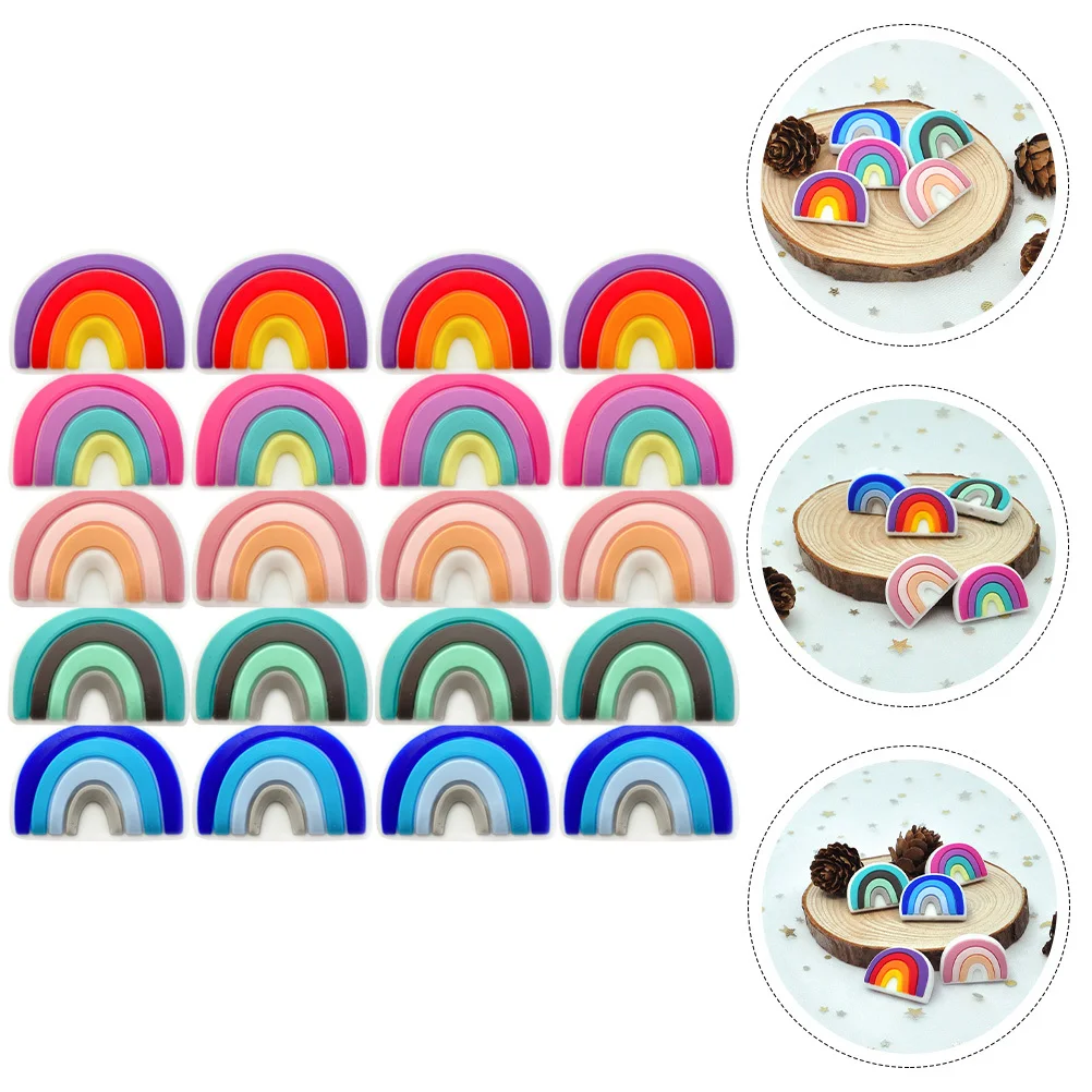 

20 шт. красочные аксессуары Радужные силиконовые бусины-разделители для изготовления ювелирных изделий своими руками, детский браслет-прорезыватель, ожерелье, ремесло, свободные бусины