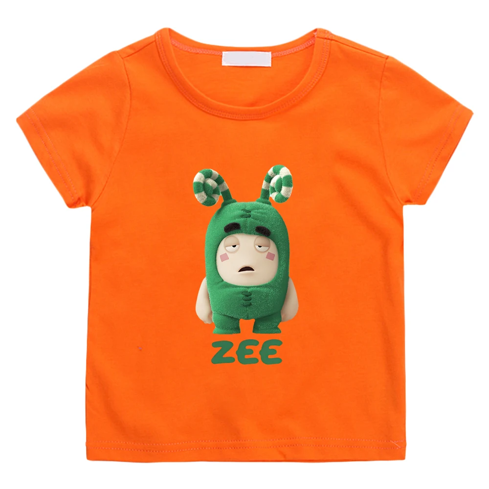 Oddbods ZEE Green Cute T-shirt 100% Cotton High Quality Casual Tee-shirt Kawaii Boys/Girls Children Tshirts Summer O-neck Tees