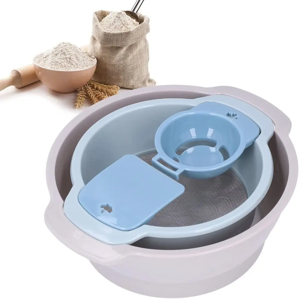 4 Adet Yüksek Kaliteli Örgü Elek Elek Polen Elek Seti 2'si 1 arada Kırpma Tepsisi ABS Un Elek Örgü Süzgeç Süzme Toz