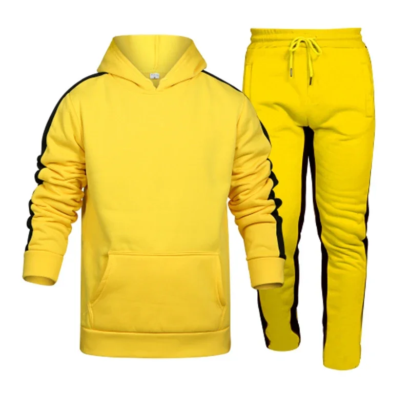 Autumn and Winter Jogging Suits for Men Striped Hoodie+Pants Casual Tracksuit Male Sportswear Gym Casual Clothing Sweat Suit New