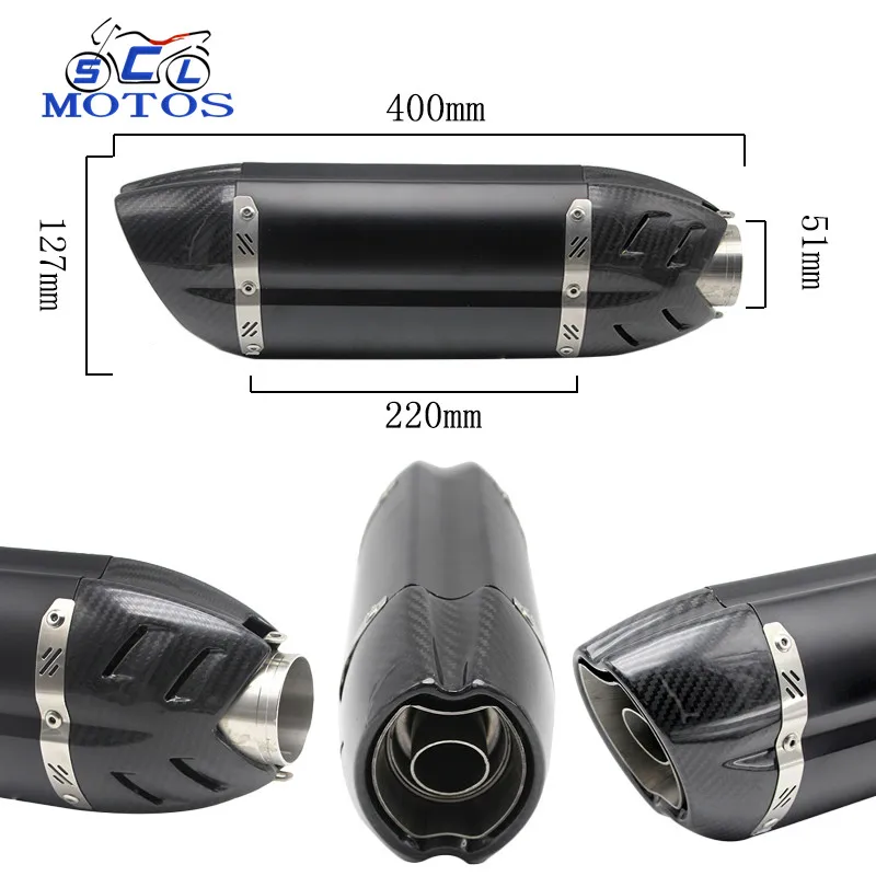 Universal carbon fiber motorcycle muffler exhaust system MOQ 1PCS