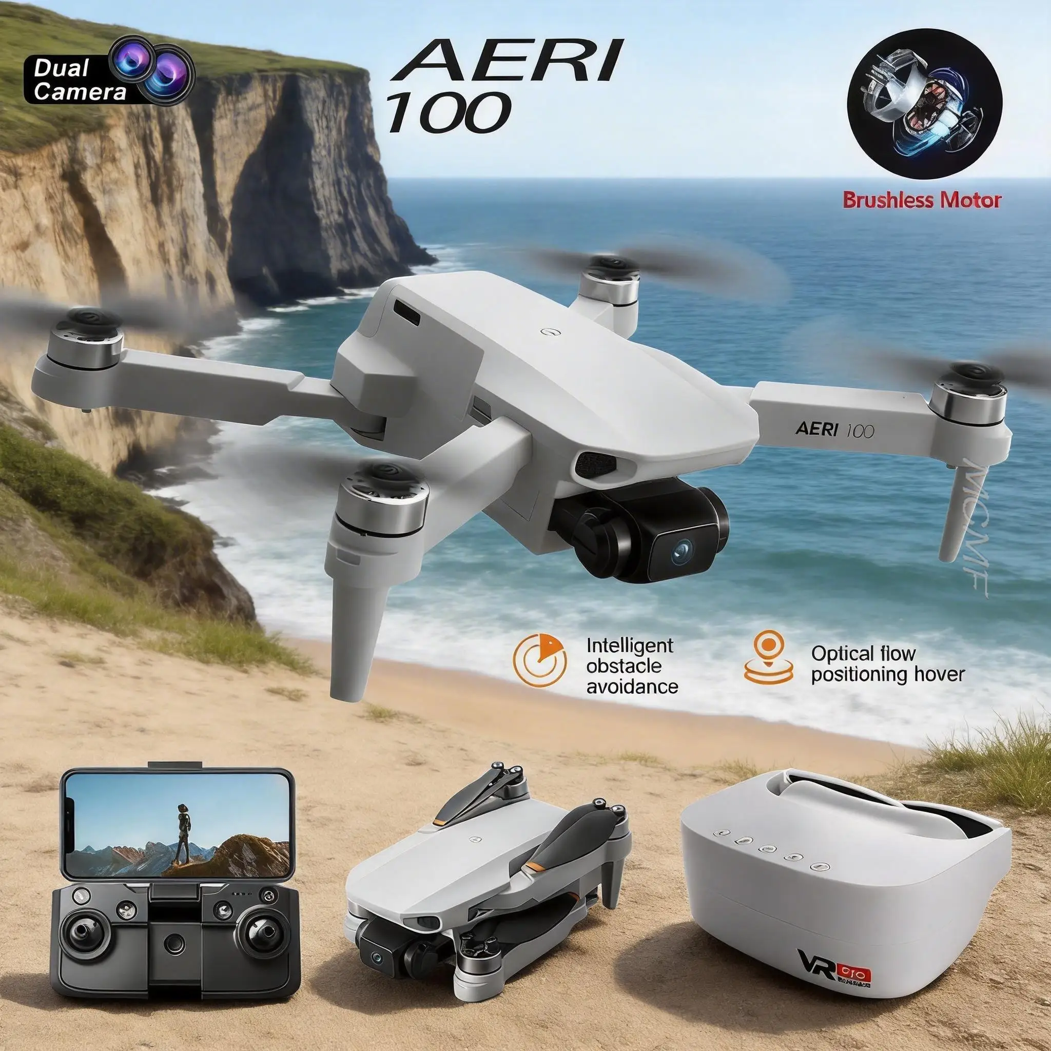 

Новый дрон Aeri100: профессиональный квадрокоптер с HD-камерой, двойной камерой, Wi-Fi FPV, оптическим позиционированием, RC, VR для аэрофотосъемки, складная модель