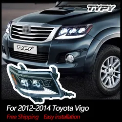 Car Accessories LED Lights For Toyota 2012-2014 Vigo Headlight 3 Lens Projector Front Lamp Sequential Turn Siganl