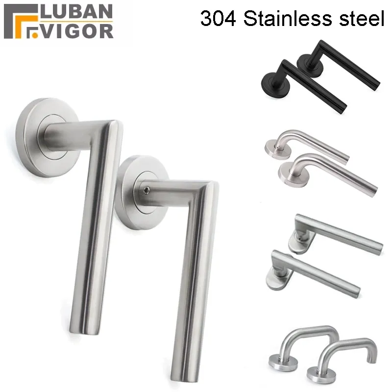 

Safety Door Handle Locks 304 Stainless Steel Matte Black Silver Durable for Fireproof Door fire passage Interior Door