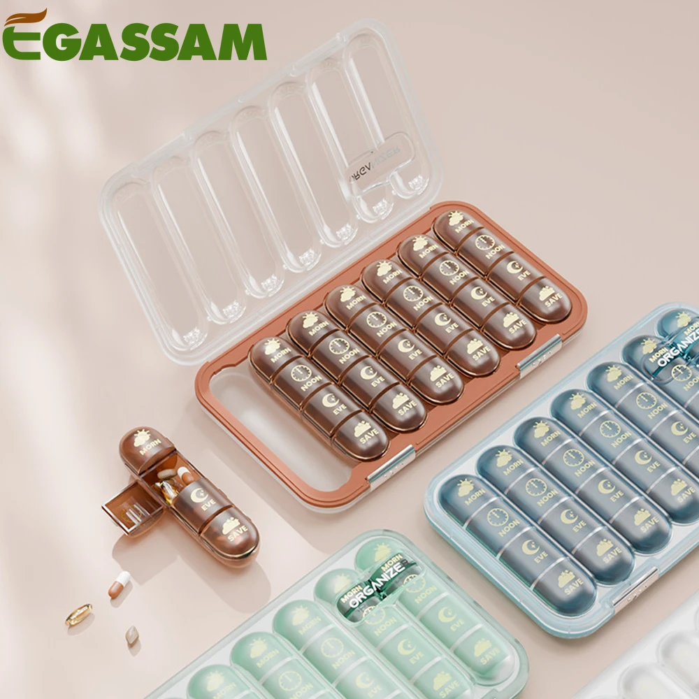 

1Pcs Weekly Pill Organizer 3/4 Times a Day, Large Pill Box, 7 Day Medicine Organizer, Pill case for Vitamin/Fish Oil/Supplements