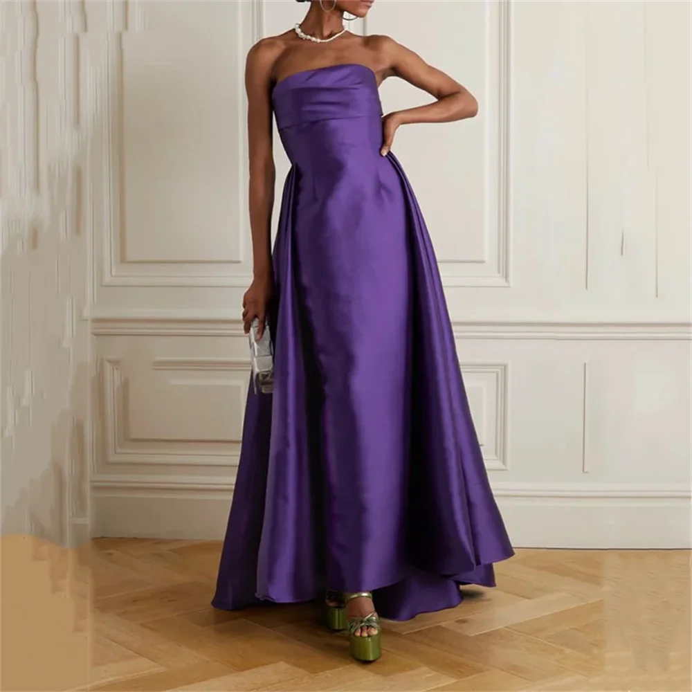 

Purple A-Line Strapless zipper Prom Dresses Simple Evening Dress Formal Occasion Ladies Gown Vestidos De Fiesta