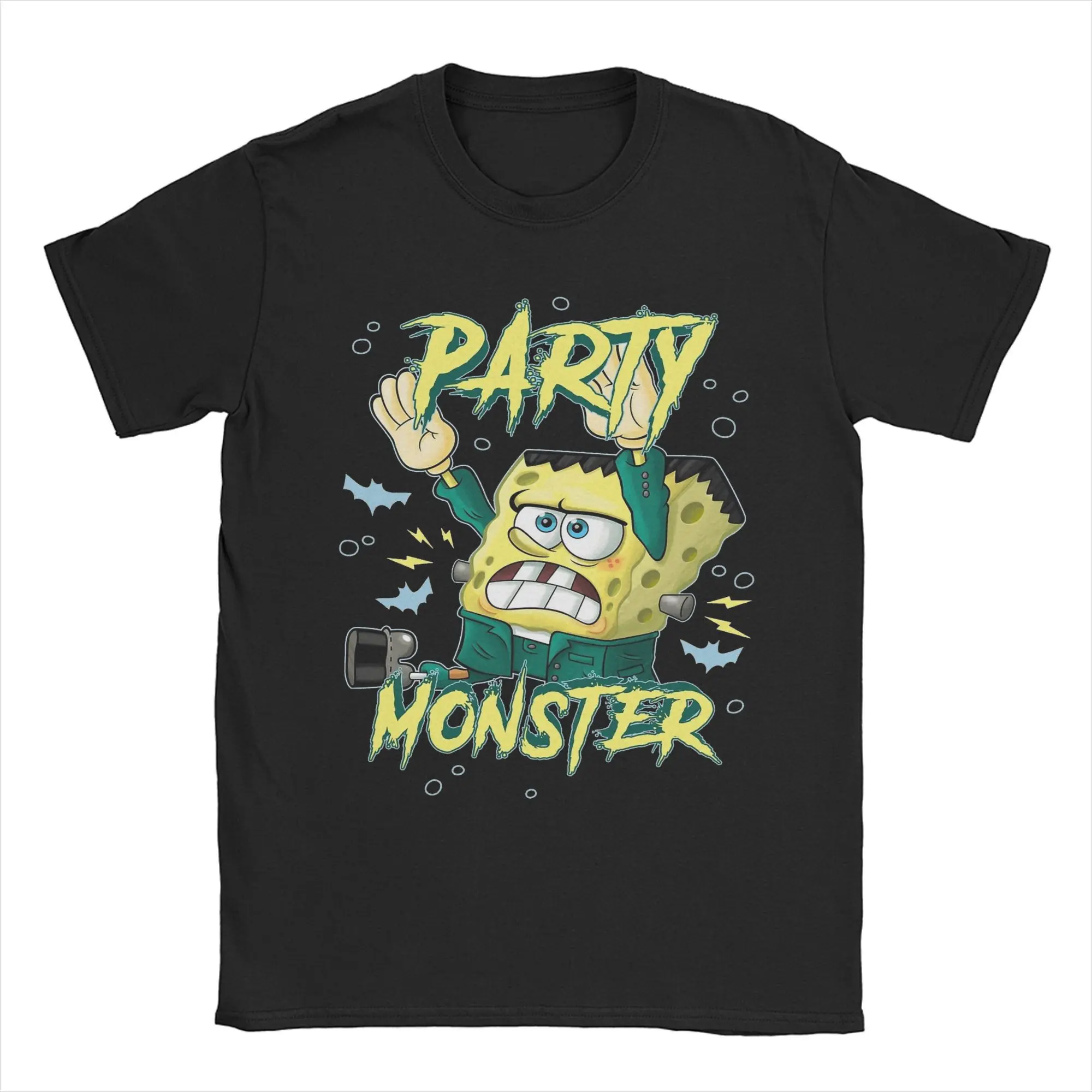 Spongebobed T Shirts Men Women's Cotton Leisure T-Shirt Crewneck Halloween Party Monster Franken Sponge Tees Clothing