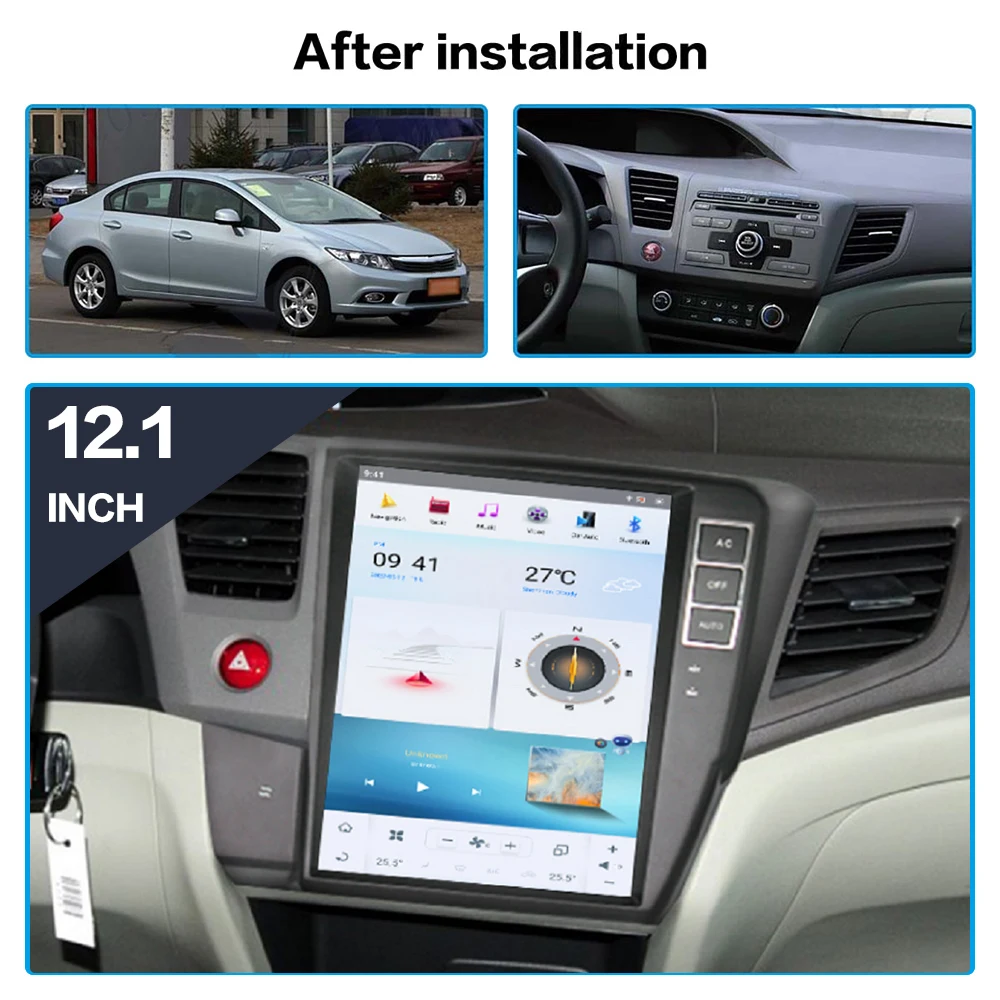 12.1 Inch Carplay Android 13 Car GPS Navigation For  Honda Civic 2012+ Multimedia Player Head Unit Car Radio Car DVD Player