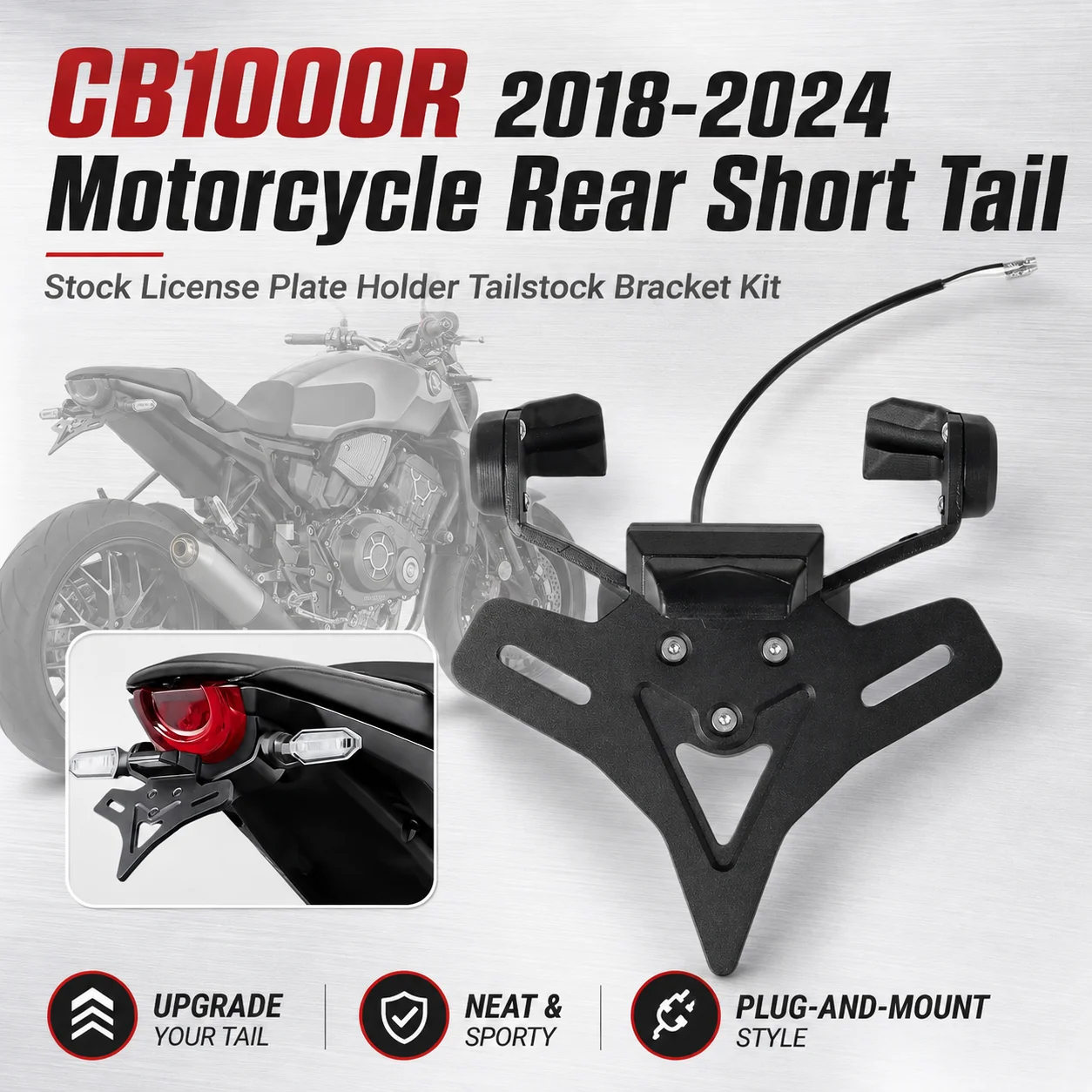 Motorcycle Rear Short Tail Stock License Plate Holder Tailstock Bracket Kit For Honda CB1000R CB 1000R CB 1000 R 2018-UP