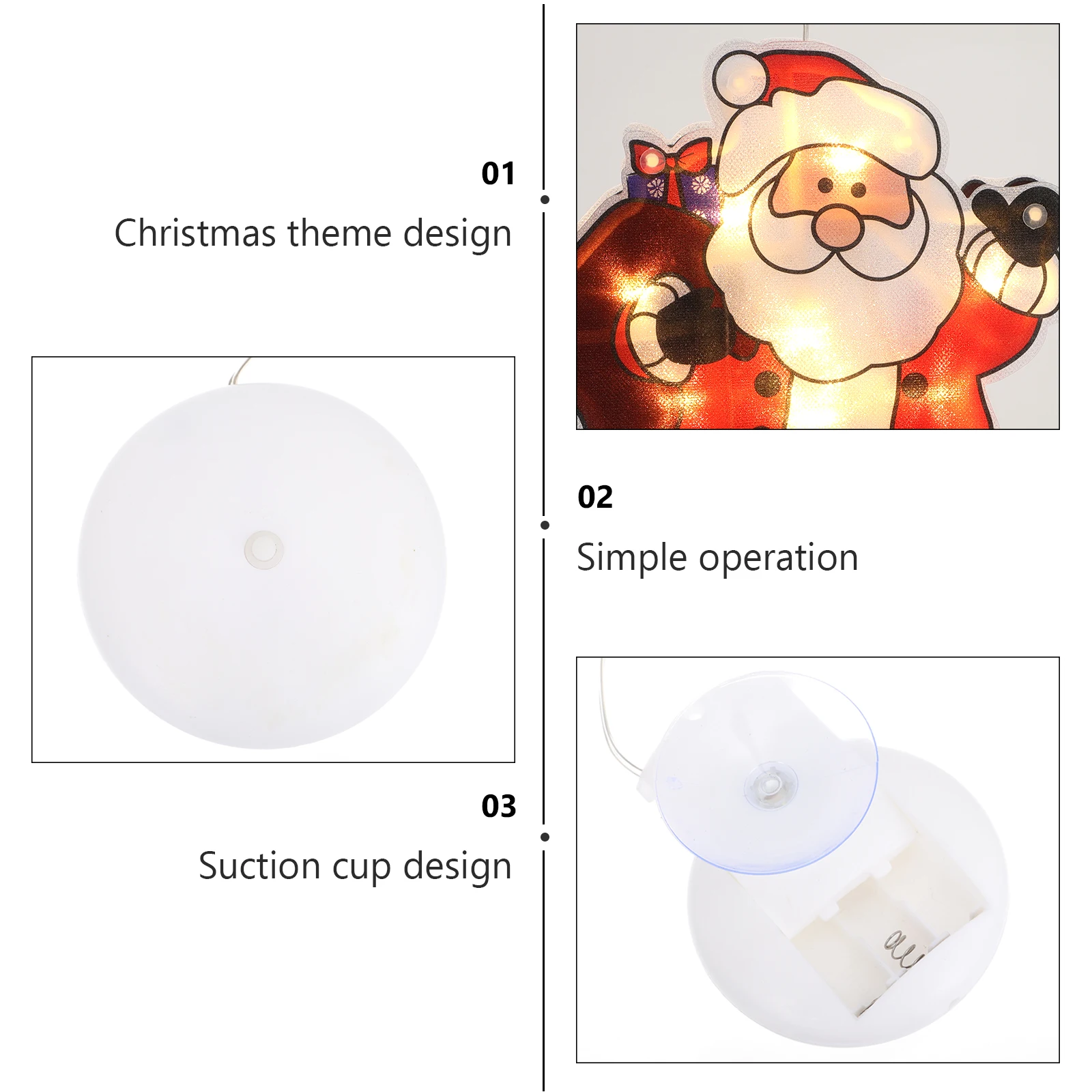 

Christmas Santa Lights Decorative Accessories Suction Cup Night Light Suction Cup Lamp Christmas Party Lamp Theme