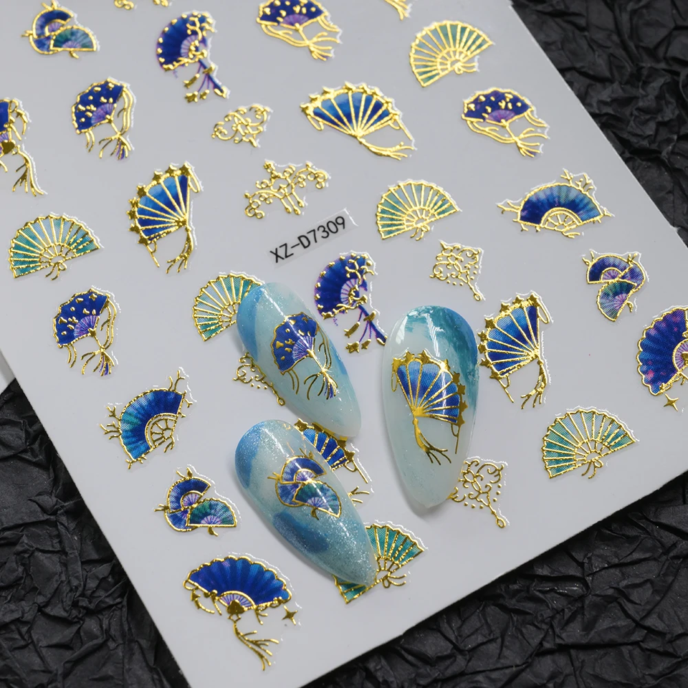 Pegatinas 3D bronceadas para decoración de uñas, mariposa dorada y rosa, 1 Uds., pegatinas para uñas con flores cruzadas/retro, 8x10, adhesivo, mariposas de hadas, decoración para uñas