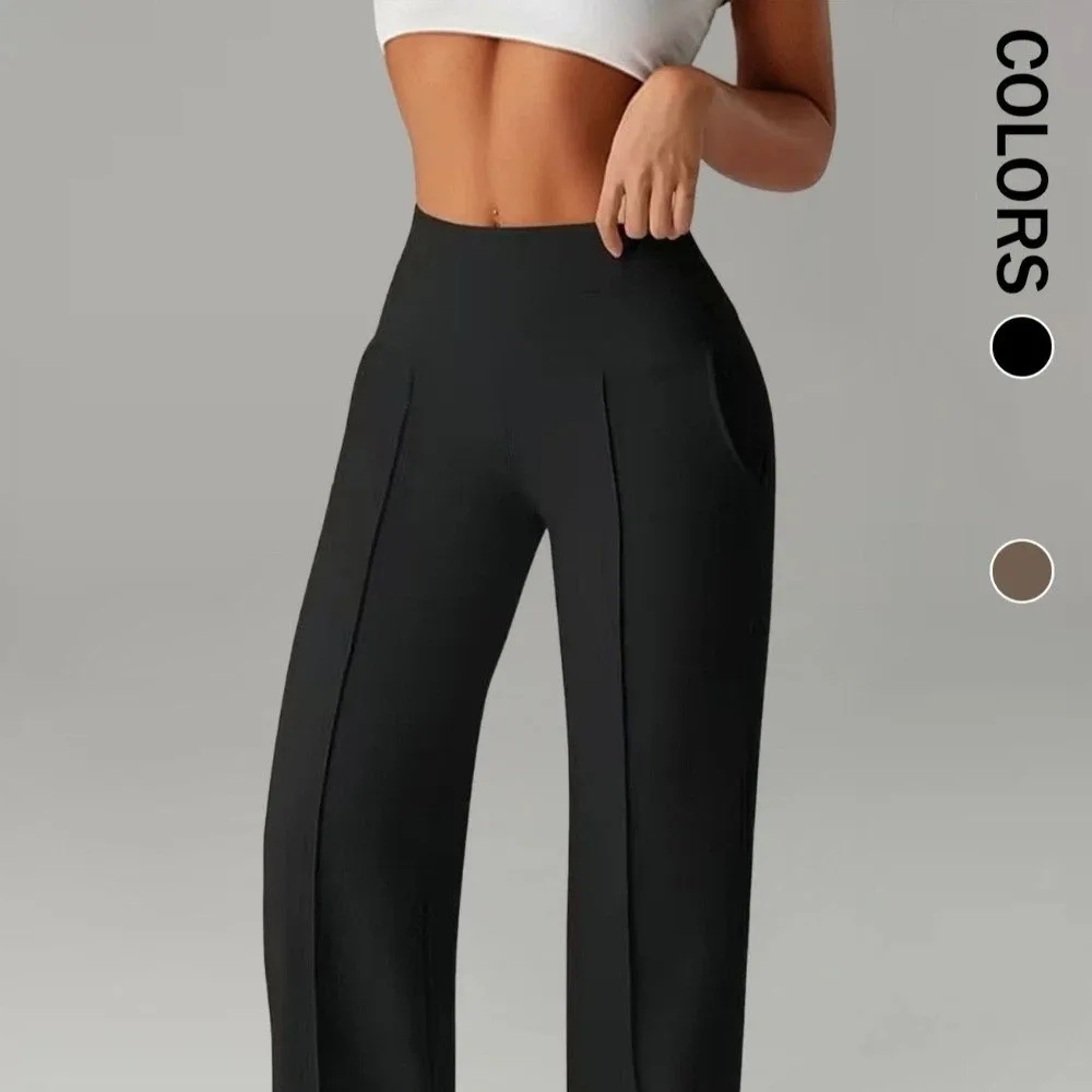 Lounge Loose Straight Wide-Leg Pants With Pockets Wide Leg Quick-Dry Joggers Athletic High Waisted High-Waist Leggings GYM 4