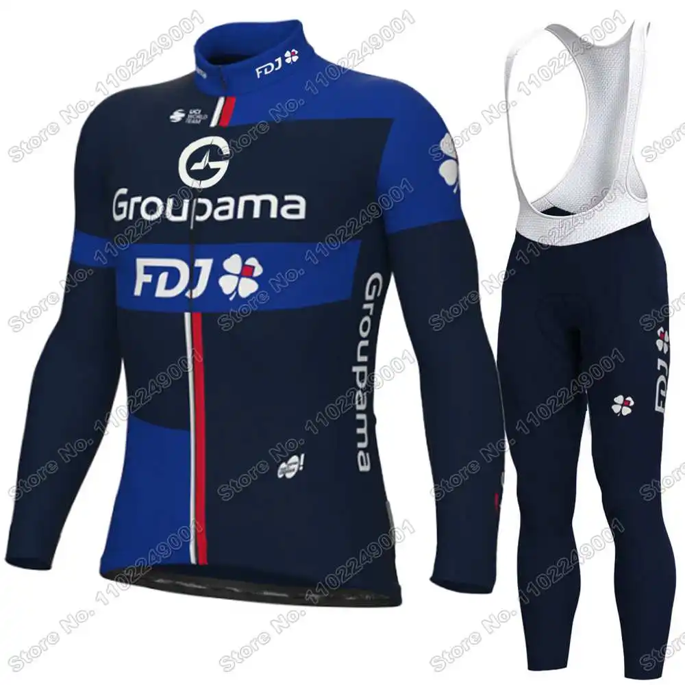 2025 Team FDJ Cycling Jersey Set Autumn Winter France Cycling Clothing Men Road Bike Jacket Long Sleeve Suit Bicycle Bib Tights