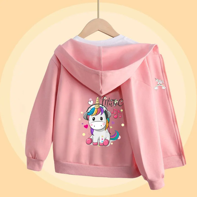 Mädchen Herbst Mantel Pony Cartoon Jacke Kinder Langarm Sweatshirt Mit Zippe Hoodies 6-14Y