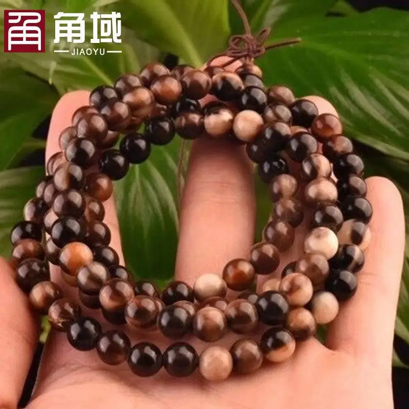 

Natural Authentic Yak Skull Bracelet Men and Women with Blood Silk Flower Horn Bone