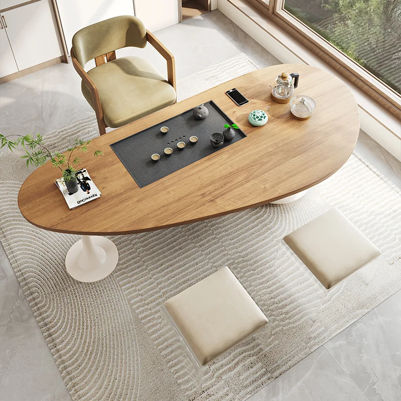 

Wabi Silent Wind Creative Solid Wood Tea Table Tea Table Office Dining Integrated Dual-purpose Log Board Tea