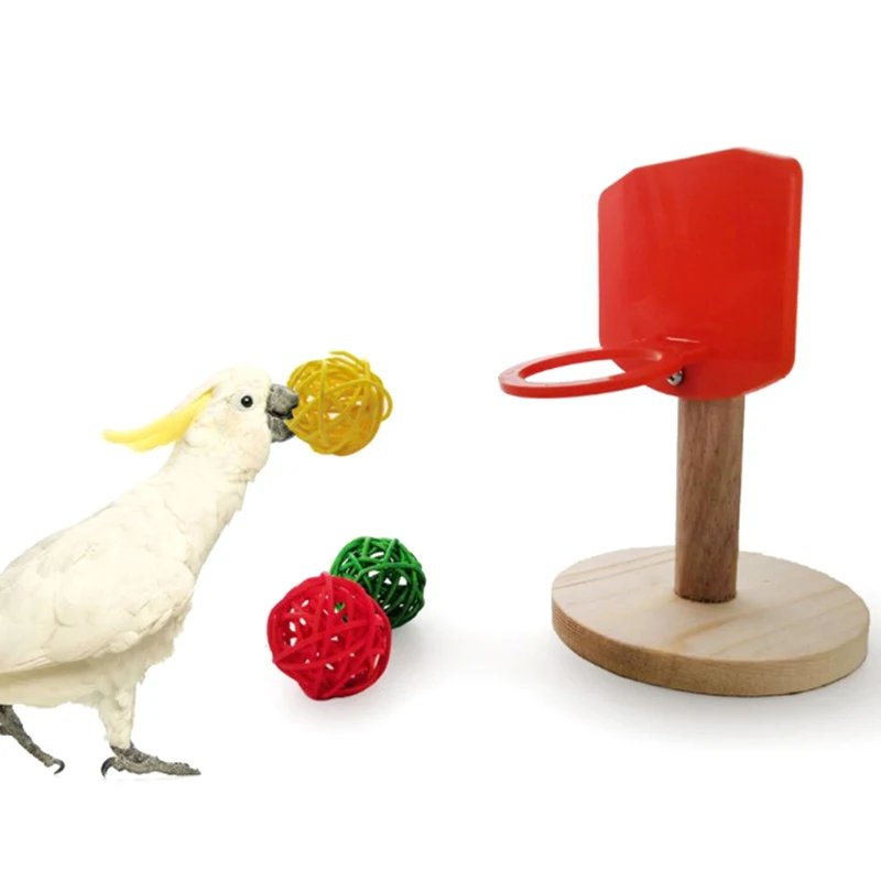 Bird Toy Basketball Toys Parrot Training Mini Intelligence Hoop Educational Set Chew Cage Educating Game Bite Trick Shooting