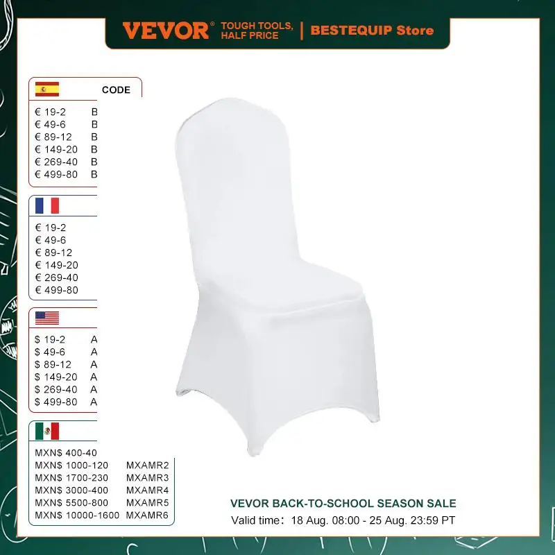 VEVOR 50/150Pcs Spandex Chair Covers Stretch Slipcover For Restaurant Hotel Wedding Party Dining Banquet Universal Chair Cover