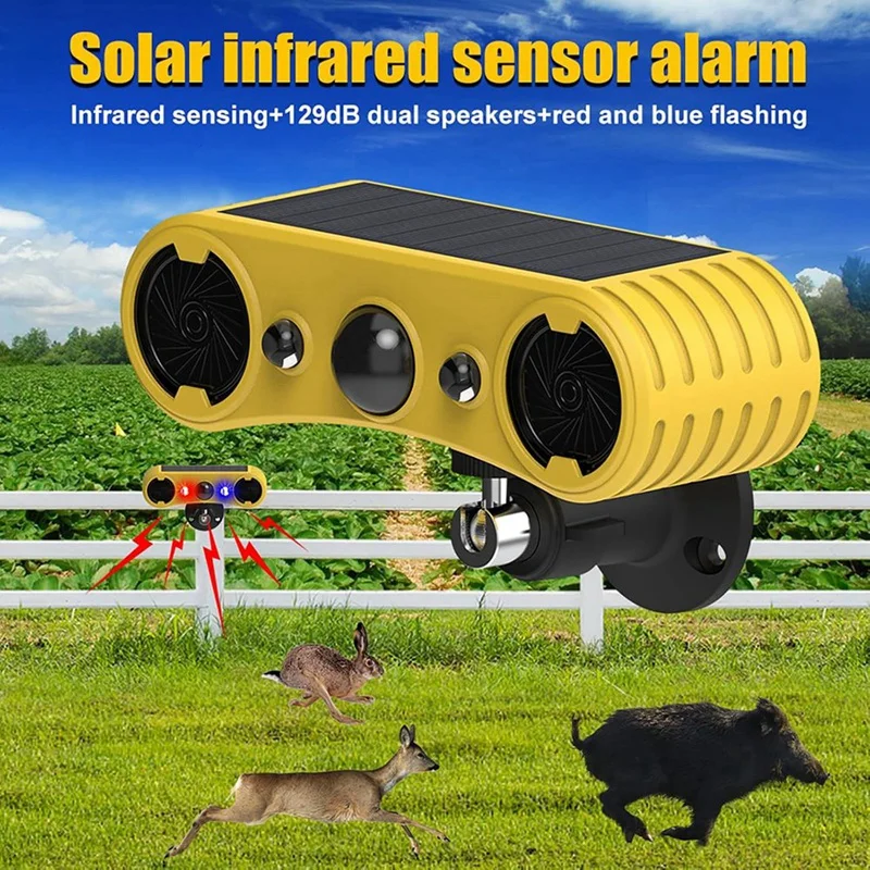 Solar Motion Sensor Alarm, Outdoor Warning Light,13 Sounds Security Alert System Animal Repeller For Farm Yard Barn