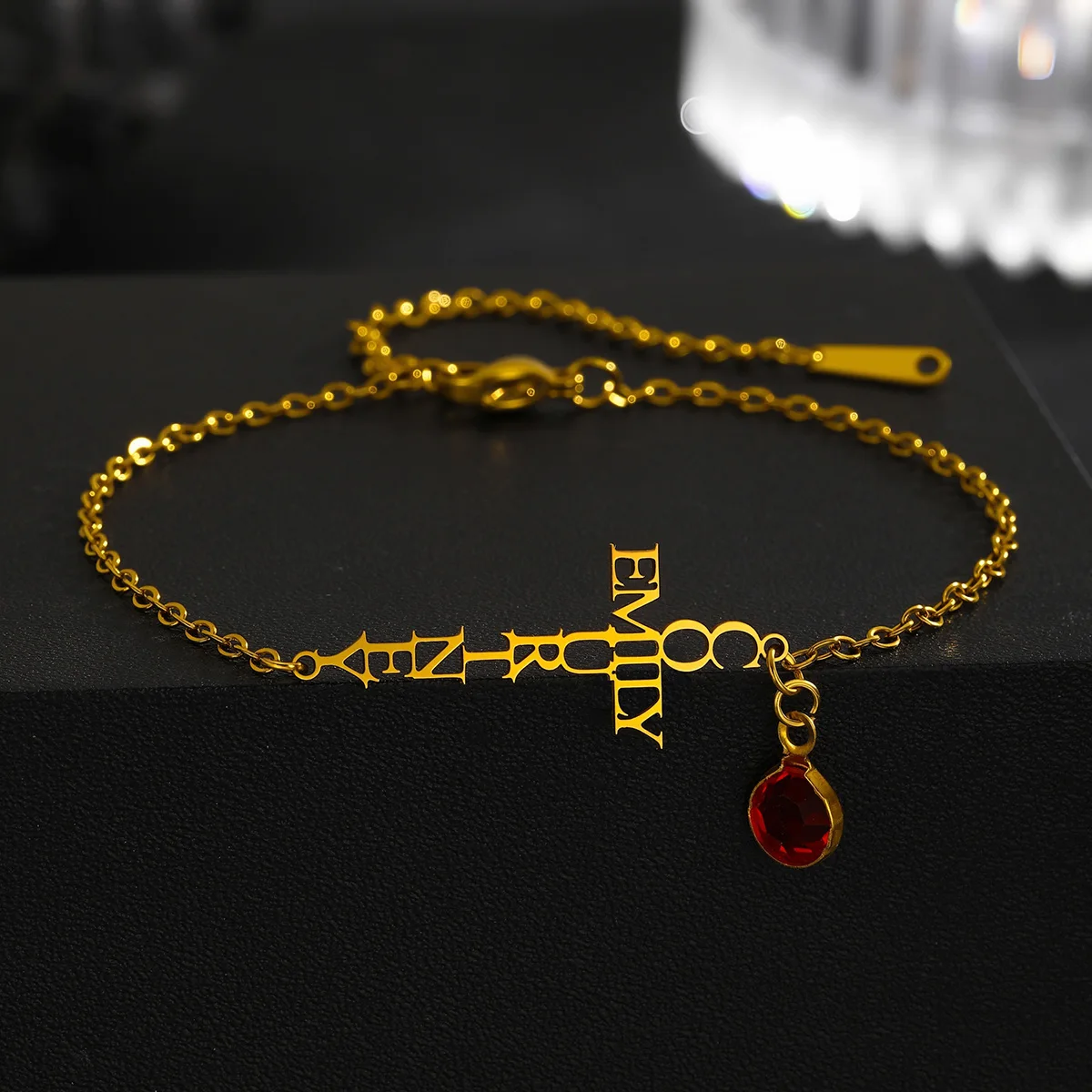 Stainless Steel Custom Name Bracelet Creative Cross with Name Pendant Personalized Jewelry for Women Gift