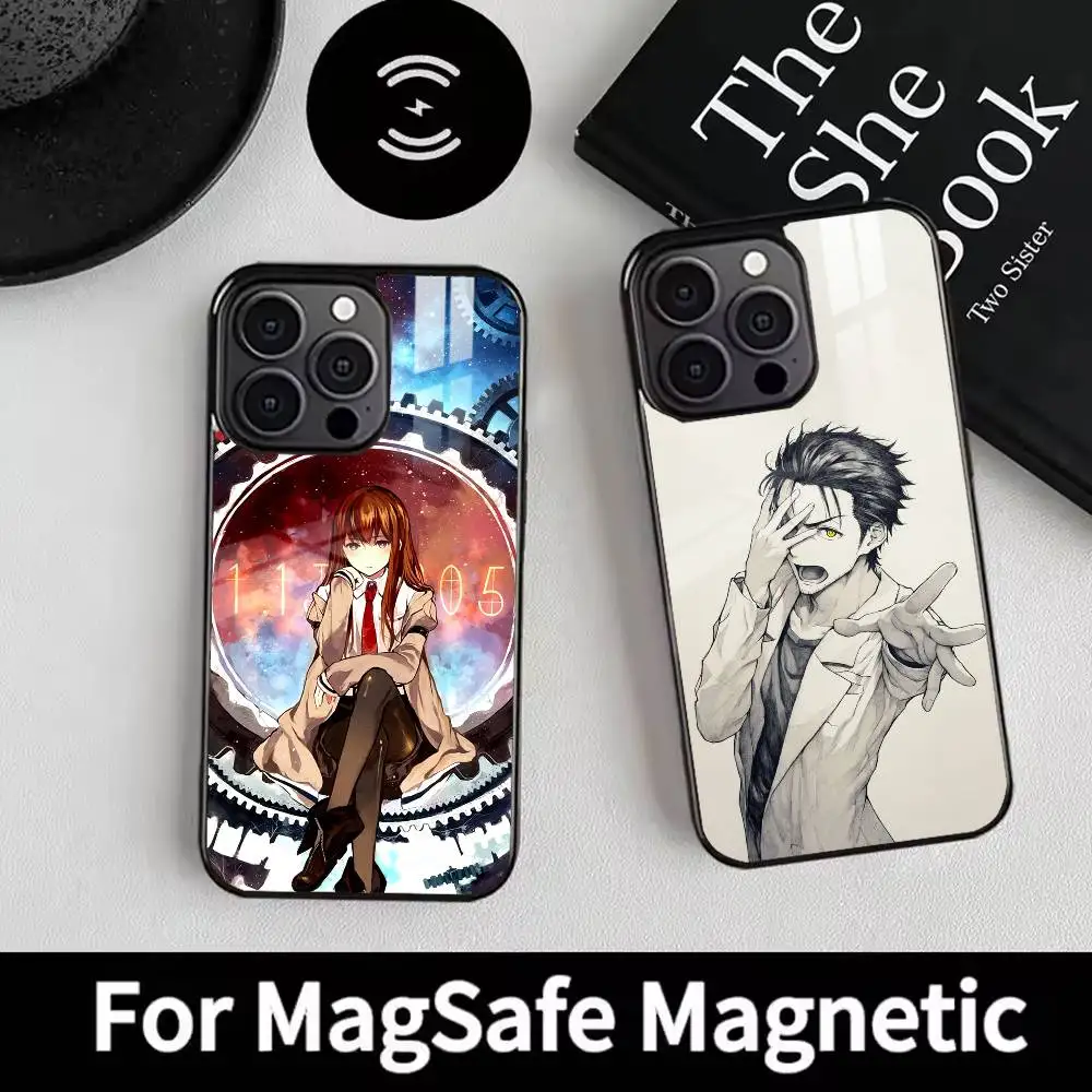 

S-Steins Gate Phone Case For iPhone 17 16 15 14 13 12 Pro Max Plus for Magsafe Mirror Wireless Magnetic Cover