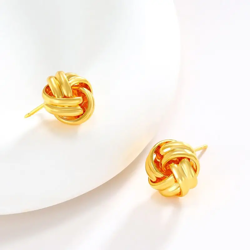 Wholesale Price--- Magical Ball Stud Earrings For Women Fashion Jewelry Pure Gold Plated Nickel free