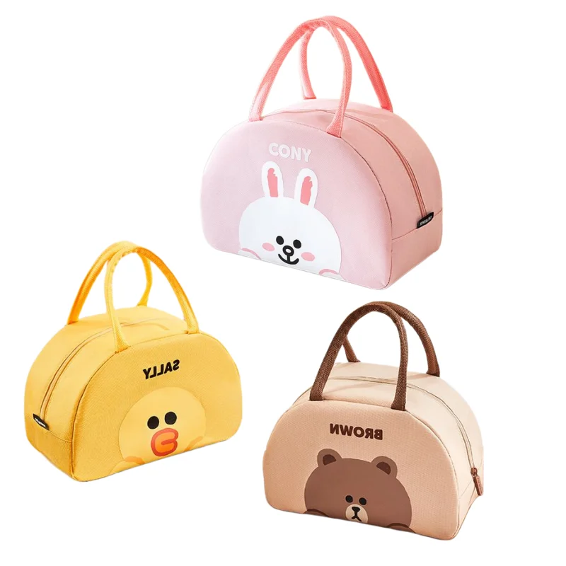 LINE FRIENDS Handtasche Braunbär und Cony Hase Cartoon Niedlich Modisch Große Kapazität Langlebige Isolierte Tragbare Lunch-Tasche – Detail 2