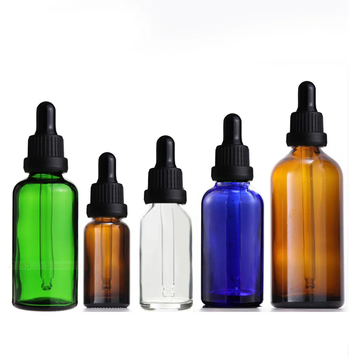 

5X 10X Amber Green Glass Dropper Bottle Big Tampering-Proof Seal Lid for Essential Oils Essence Eye Drop Pipettes Cap Refillable